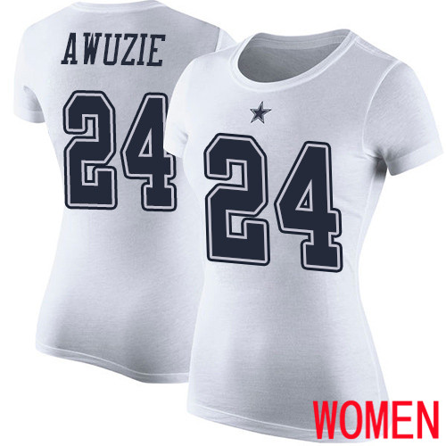 Women Dallas Cowboys White Chidobe Awuzie Rush Pride Name and Number #24 Nike NFL T Shirt->women nfl jersey->Women Jersey